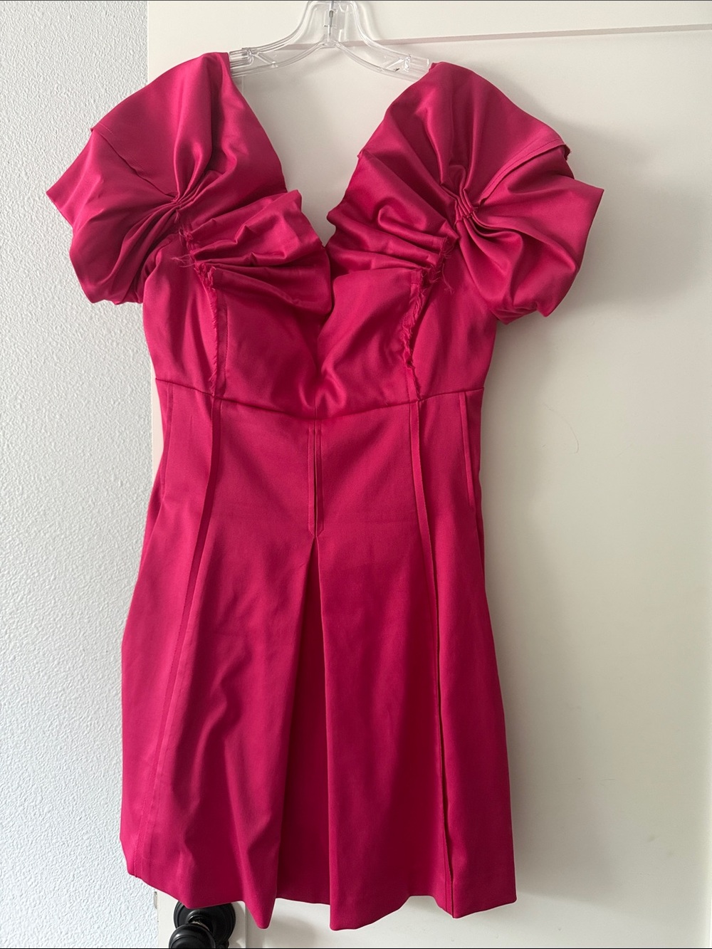 Michael Antonio Fuchsia Puff-Sleeve Mini Dress